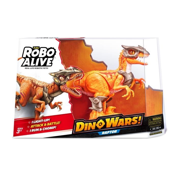 Jouet robotique ZURU Robo Alive Dino Wars Raptor Armure lumière et technologie avancée