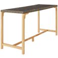 TECTAKE Table de bar en rotin LOVAS Résistant aux intempéries et aux rayons UV Plaques en grès cérame amovible - Marron Naturel-1