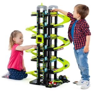Molto Molto Garage à jouets Bleu 6 étages + 10 voitures + Tapis de jeu