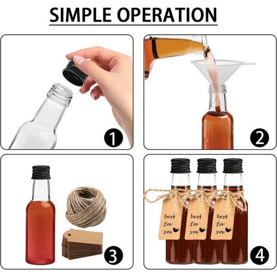 Lot De 30 Bouteilles Vides En Plastique PET Transparent De 237 Ml Avec Bouchons Anti-fuite De Qualité Alimentaire Recyclables Pour Jus Faits Maison, Smoothie, Lait Et Boissons