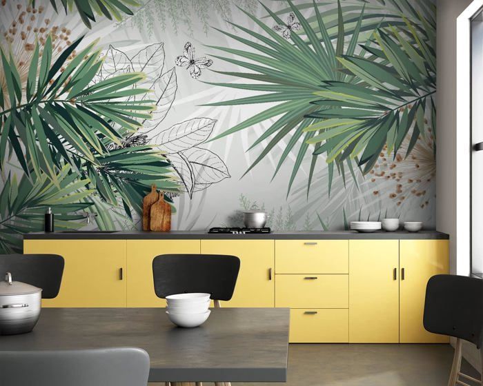 Papier Peint Jungle 350x250cm Tropiques Palmiers Feuillage Arbres ...