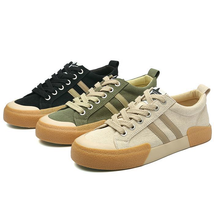 Basket Homme Plat Casual avec Lacet Bicolore Vert Vert