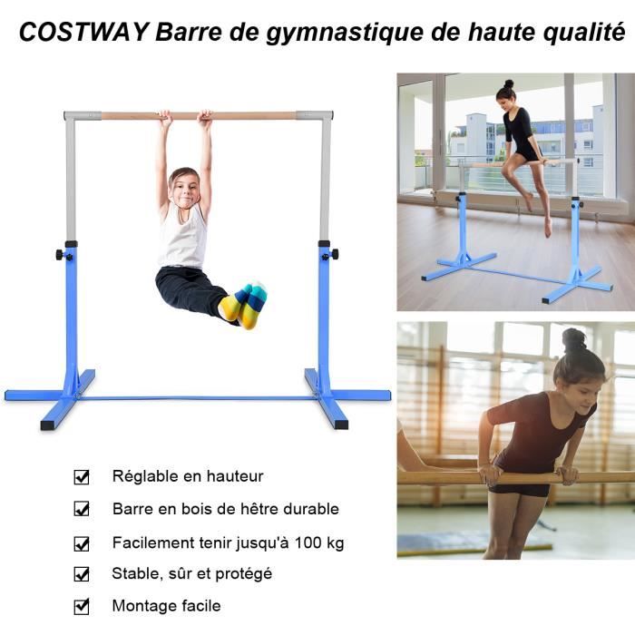 Costway barre d'entraînement de gymnastique en acier, barre horizontale  hauteur réglable de 94 à 150 cm, capacité de poids 100kg - Conforama