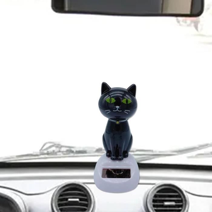 Chat à tête à pompon pour tableau de bord de voiture, décoration de voiture, chat porte-bonheur à énergie solaire, décoration automobile, cadeaux pour homme (visage souriant
