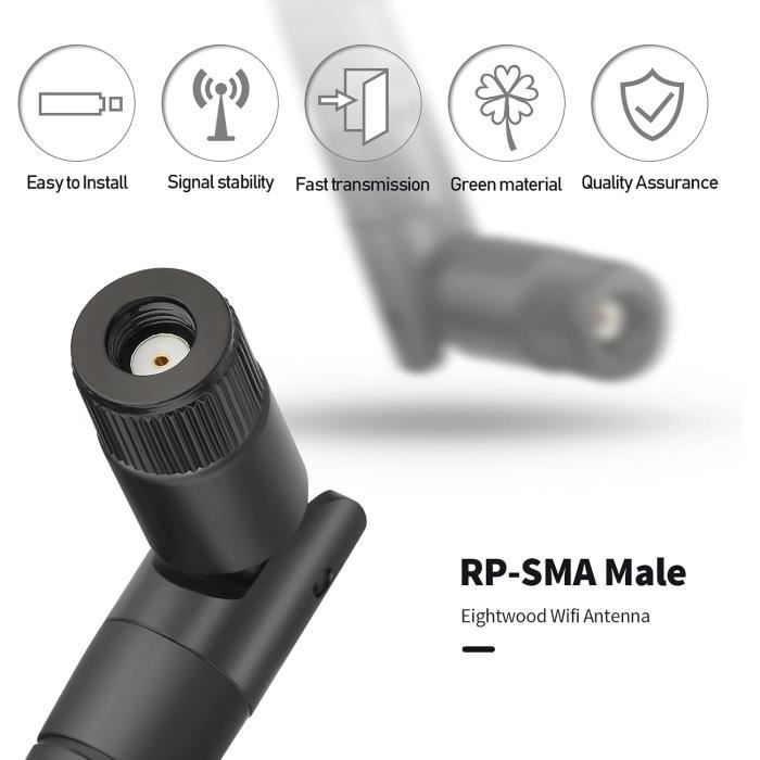 Antenne Installation Facile Boobrie Antenne WiFi Dual Band 5DBi Omnidirectionnelle 2,4 GHz 5,8 GHz RP-SMA Mâle Pour Routeur De Réseau Sans Fil - Lot De 2 Antenne RP-SMA Câble 2m Antenne Installation Facile Boobrie Antenne WiFi Dual Band 5DBi Omnidirectionnelle 2,4 GHz 5,8 GHz RP-SMA Mâle Pour Routeur De Réseau Sans Fil - Lot De 2 Antenne RP-SMA Câble 2m