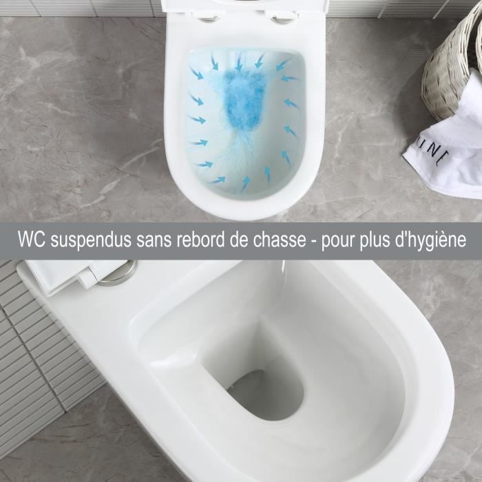 MMF® WC Cuvette Toilette suspendue au mur sans rebord Céramique