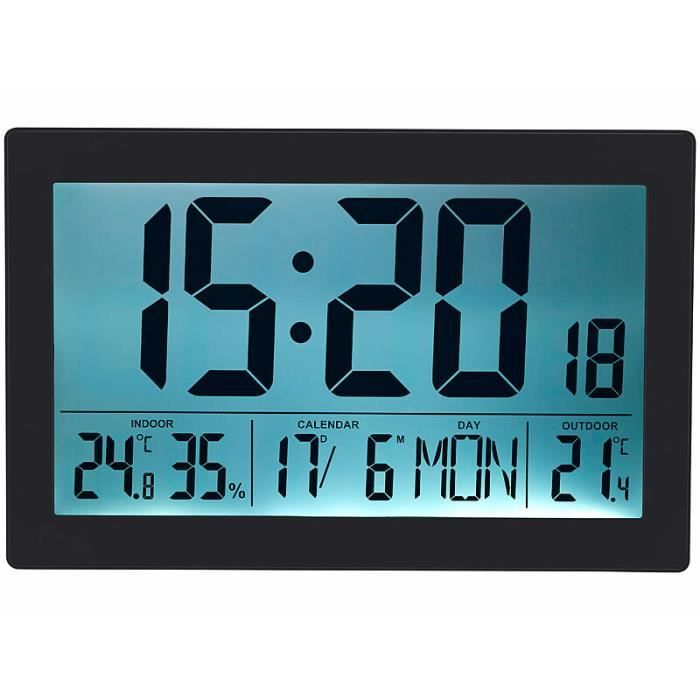 Horloge Radio-pilotée Soytich Avec Thermomètre Et Réveil – écran Numérique Bleu – Moderne