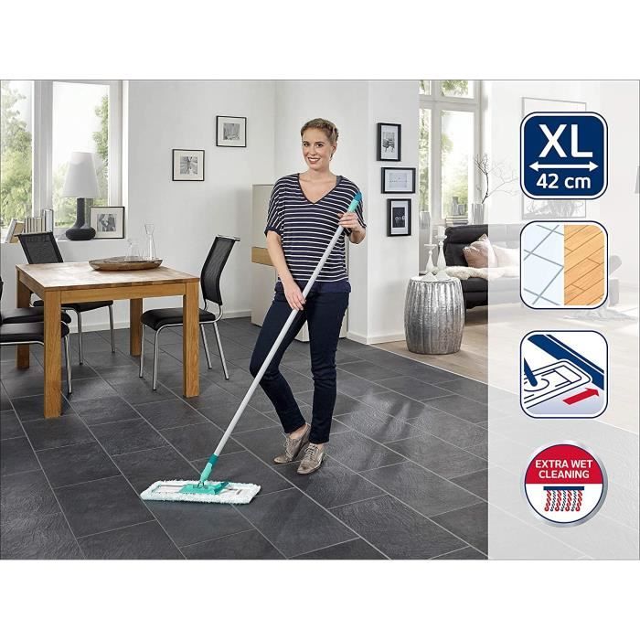 Leifheit Lave-Sol Profi XL Micro Duo Balai à Franges 42 Cm - Nettoyage Efficace Grandes Surfaces