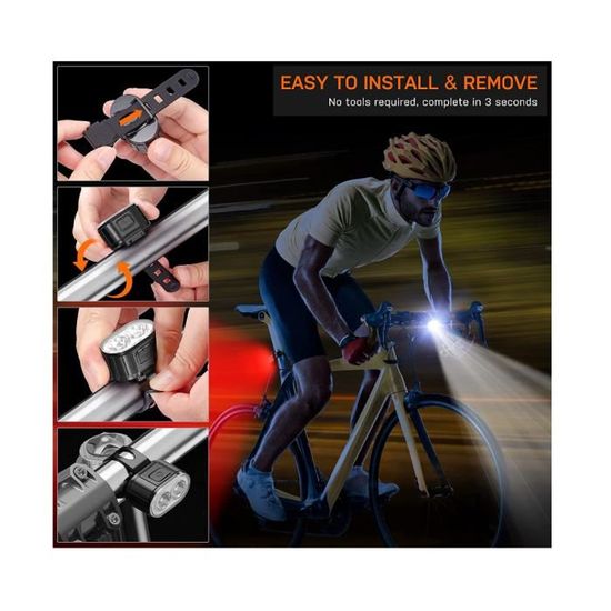 5 Feu Arrière LED - Puissant 10000 MAh Lumière De Vélo USB Rechargeable T6 Lampe De Poche Vélo