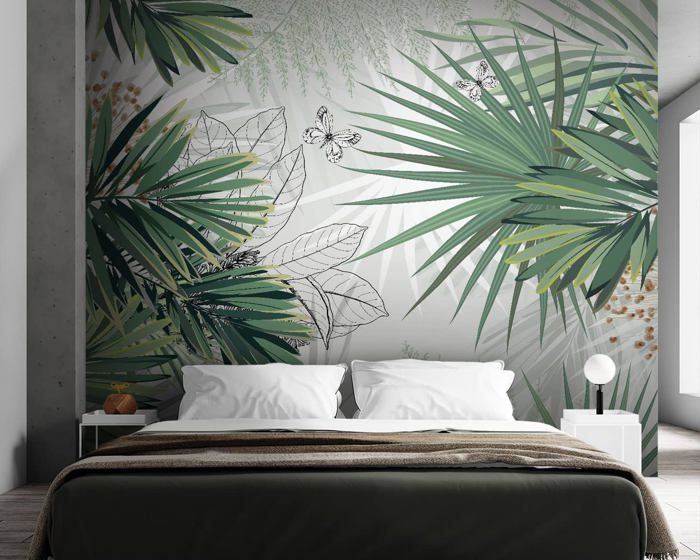 Papier Peint Jungle 350x250cm Tropiques Palmiers Feuillage Arbres ...