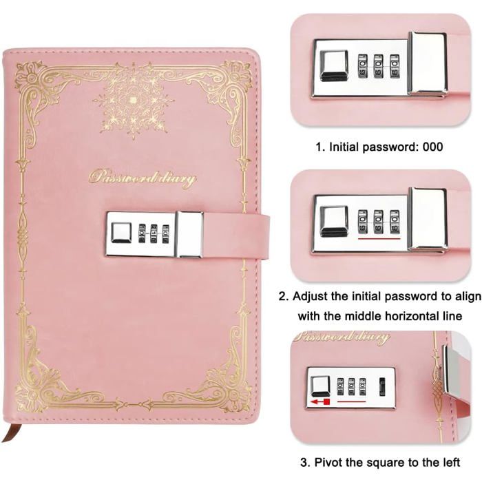 Carnet De Mots De Passe En Cuir Pu, Carnet De Verrouillage, Journal De Carnet De Mots De Passe En Cuir Pu, Carnet De Verrouillage, Journal De