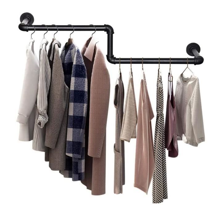 Tringle à Vêtements Nürnberg - Pour Montage Mural - Noir