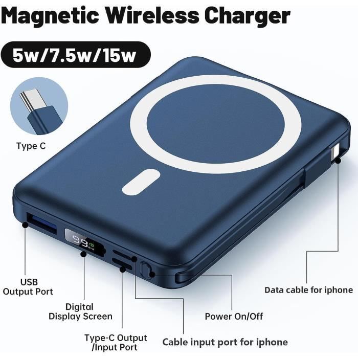 Batterie Rechargeable AIMWIN WL500 - Compatible WL10 WL10GL WL12 - Charge Magnétique - Voyant LED