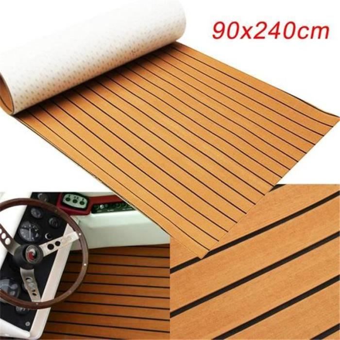 Tapis De Pont Bateau EVA 240x90cm - Antidérapant Auto-adhésif Teck Pour Camping-car