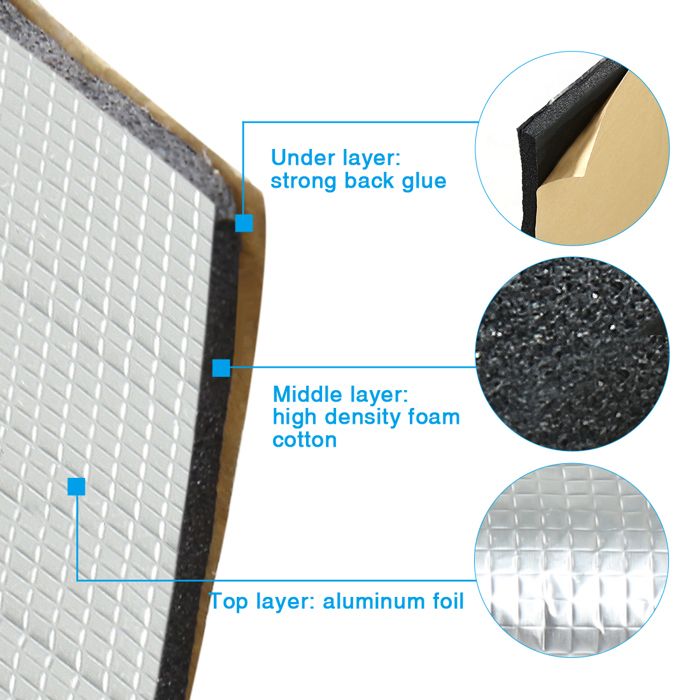 Sourcing Map 394 Mil 10,76 Mqft 10 Mm Auto Warmte Demping Motor Voertuig Isolatie Isolatiematten Geluidsisolatie Isolatiemat Voor 100 X Cm 3138661598
