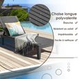 COSTWAY Bain de Soleil Inclinable Chaise Longue Dossier Réglable sur 5 Positions Charge 180KG Résistante aux Intempéries pour Plage-3