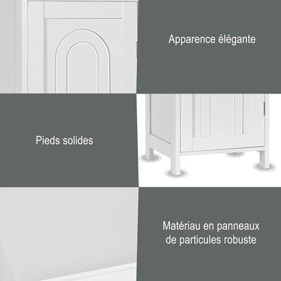 Armoire Salle De Bain Avec Miroir - 6 étagères + Tablette Réglable - Blanc 60x17x70 Cm - MDF - Murale