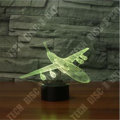 Veilleuse Avion De Chasse 3D - 16 Couleurs, Tactile Et Télécommande - Minuteur, Port USB-C - Décoration Chambre Ou Bureau - 9
