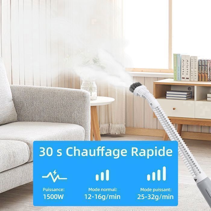 Nettoyeur Vapeur Électrique 1100ML Avec Écran Digital - 4 Têtes De Brosse - Chauffage Rapide 10s