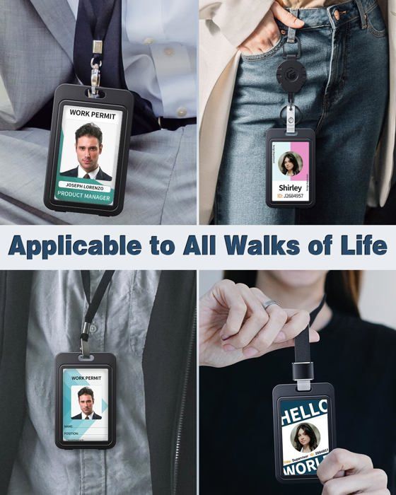 Lot De 3 Porte-badges Coulissants Horizontaux Uniclife - Noir - Étuis Rigides Plastique