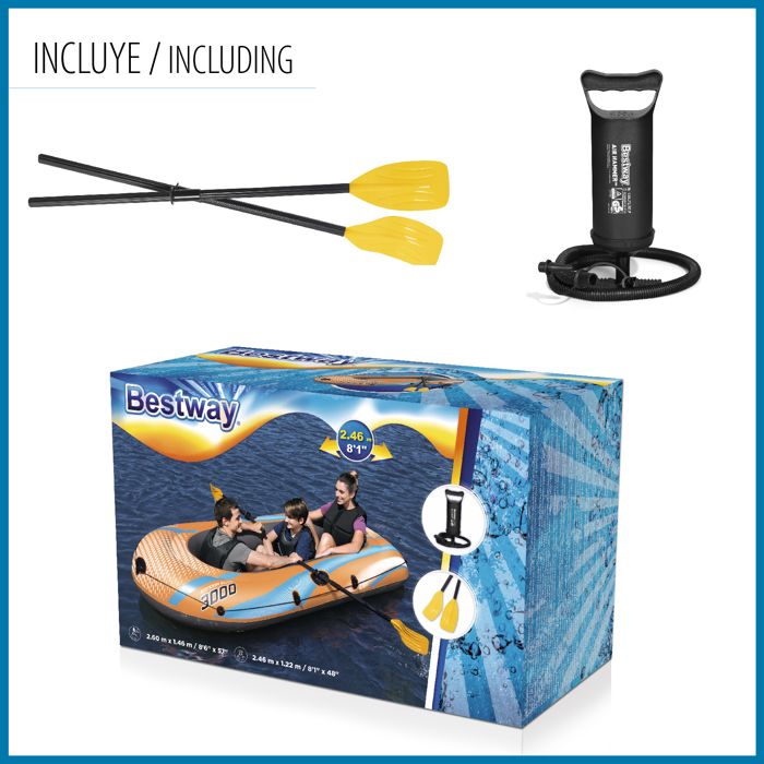Bateau gonflable - NO NAME - 3 places - lac - avec paire de rames et ...