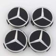 4 x centres de roue Noir Trident 75mm Mercedes Benz ABS cache moyeu emblème logo-0