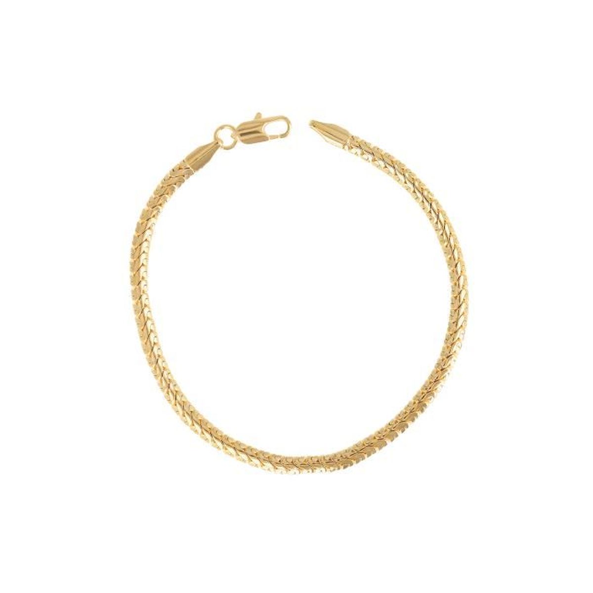 Bracelet Gourmette Ancien - Plaqué Or 18k 750 - Maille Tank Torsadée - Art Déco