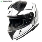 MOTOBLOUZ ELEVEN NAPIO Casque de moto intégral avec visière solaire | Homologué ECE 22.06 | Pinlock Inclus | Black/White