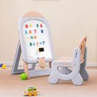 COSTWAY Chevalet pour Enfant avec 5 Marqueurs -16 Aimants -1 Effaceur Réglable en Hauteur 73-86 CM avec Chaise Violet