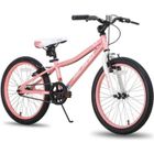 Hiland Vélo de montagne 20 pouces pour enfants de 7, 8, 9, 10, 11, 12 ans, frein en V,1 vitesses unique-Rose