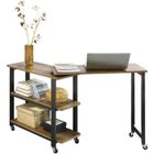 SoBuy FWT83-PF Table d'appoint Rotative, Table Console Mobile avec 2 étagères et 6 roulettes - 133 x 30 x 69 cm