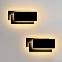 2 Pack Applique Murale Interieur LED 24W Moderne Zaku Lampe Murale Noir 3000K Blanc Chaud pour Chambre Couloir Salon