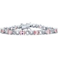 Bracelet Tennis pour Femmes Rose Plaqué Argent - Bling Jewelry