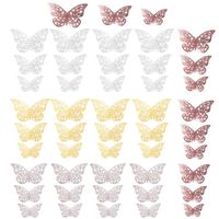 DAMILY® Stickers Muraux Papillons, 48pcs, 3D, Décoration Wall Art Autocollant pour Chambre Maison Garderie, multicolore