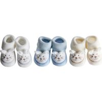 Chaussures souples bébé garçon - FRUIT DE MA PASSION - souris - bleu - polyester - lot de 3