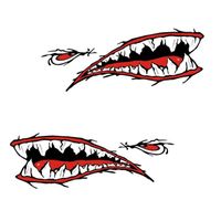 PLAQUE D'IMMATRICULATION - SUPPORT DE PLAQUE D'IMMATRICULATION 2 Pièces Shark dents Autocollants bouche
