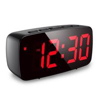 Réveil Numérique, Alarm Réveil LED avec Snooze, Luminosité réglable, ave mode jour de travail, 2 modes d'alimentation (Rouge)
