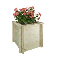 Plate-bande surélevée en bois - 58x58xH57 cm – Jardinières en bois pour fleurs, herbes aromatiques, légumes - Timbela M618