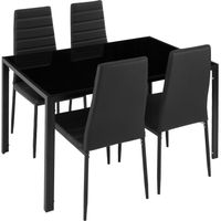 TECTAKE Ensemble table et chaises de salle à manger BERLIN Siège rembourré avec revêtement en cuir synthétique - Noir