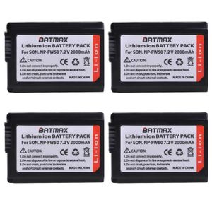 BATTERIE APPAREIL PHOTO 4Pcs-Batterie 3X 2000mAh NP-FW50 NP-FW50 avec LED 