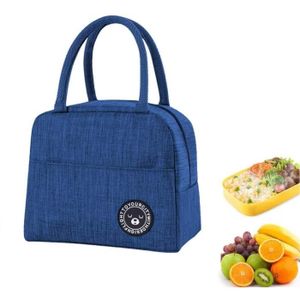 Bleu TiaQ Sac à Déjeuner Isotherme Lunch Bag Style Élégant Sac Repas avec Pochette Femme Sac à Main