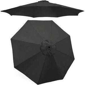 TOILE DE PARASOL Toile de remplacement pour parasol - Noir - Diamètre 2.7m - Résistante aux déchirures et étanche