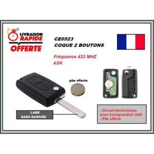 ANGOFIZ Clé Vierge Ask ID46 Electronique à Programmer 2 Boutons CE0536 Lame VA2 Compatible avec Peugeot 207 307 307S 308 407 408 3 607 807 2BT 3008 5008 Partner Expert Citroen C2 C3 C4 C5 C6 C8 DS3
