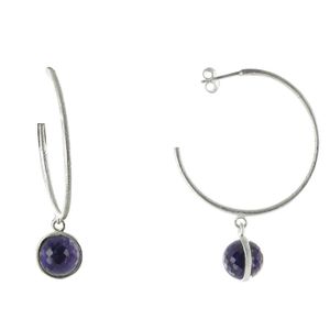 Boucles D'Oreilles Pendantes En Argent 925 Rhodié Et Améthyste - Pour Femme - Neuf Avec étiquettes