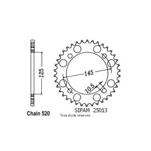 KIT CHAINE SIFAM - Couronne Aluminium 38 Dents Xt 550 82-83 X