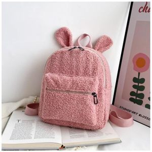 SAC À DOS Custom de votre texte - Lapin rose - Sac À Dos Rose Brodé Pour Tout-petit, Sac Léger En Peluche Pour Enfants,