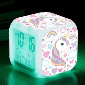RÉVEIL ENFANT TSTR® Réveils numériques Licorne Cube LED Réveille