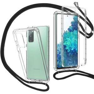 Ququcheng Coque Compatible avec Samsung Galaxy A41,Collier pour Étui Colliers de cellulaire Corde Silicone avec Cordon Case TPU Bumper pour Samsung Galaxy A41-Noir