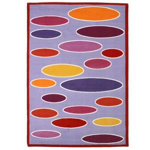 TAPIS DE COULOIR PRIMA - Tapis imprimé à motifs géométriques ovales couleurs vives 133 x 190 cm Violet Parme