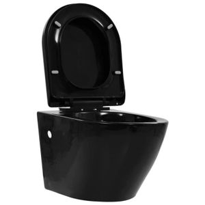WC - TOILETTES Toilette suspendue au mur sans rebord Céramique Noir - OVONNI - 1319 - Simple - A suspendre - 3/6 L